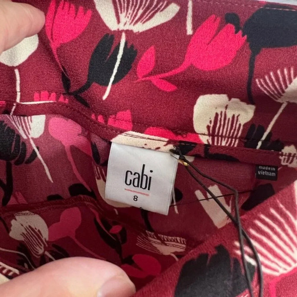 CAbi 4212 Corsage Floral Midi Skirt Size  8 NEW Wine Blossom Print - Picture 5 of 7